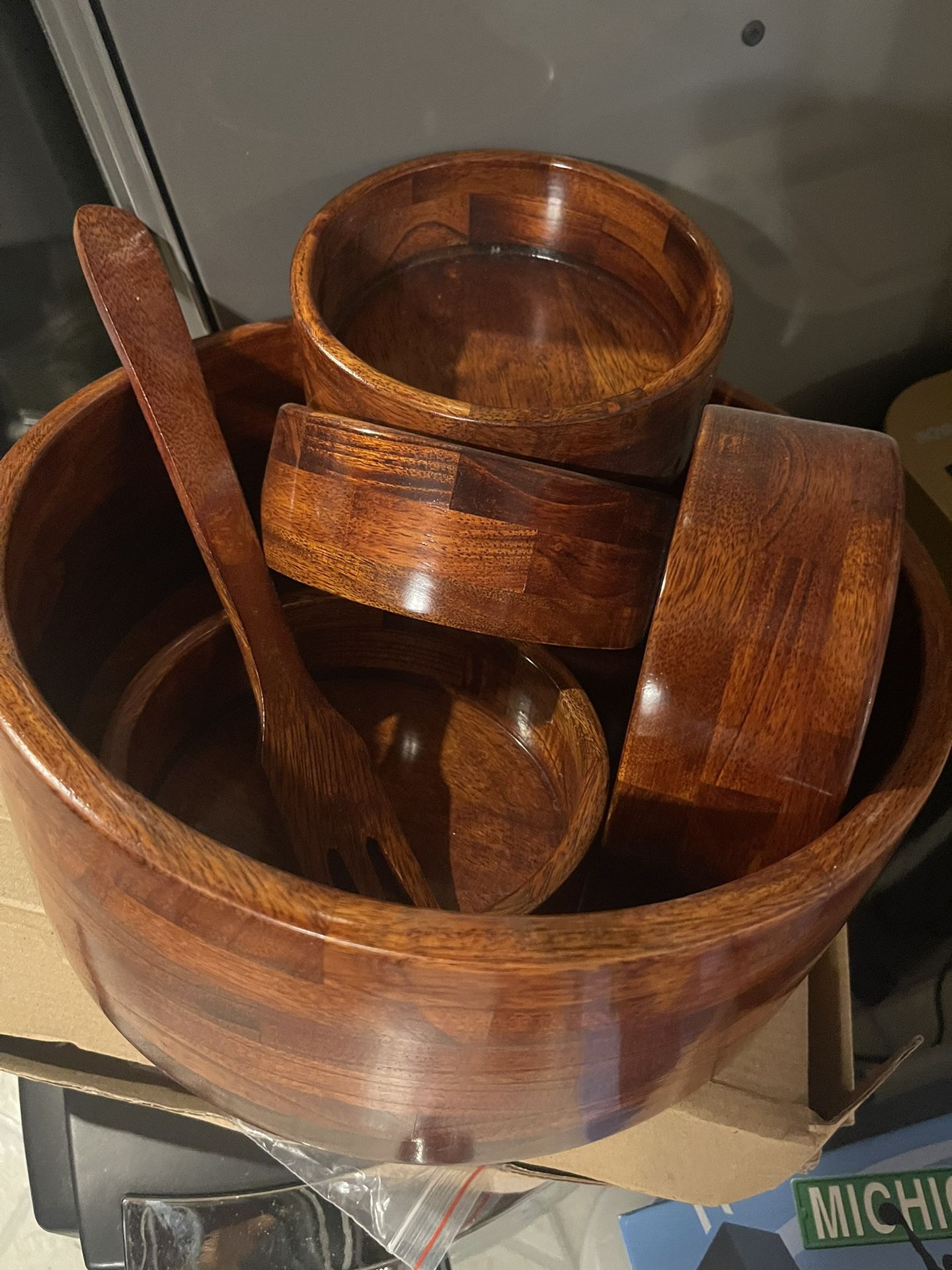 Acacia Wood Salad Bowl Set