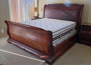 Ornate Oversized King Sleigh Bed