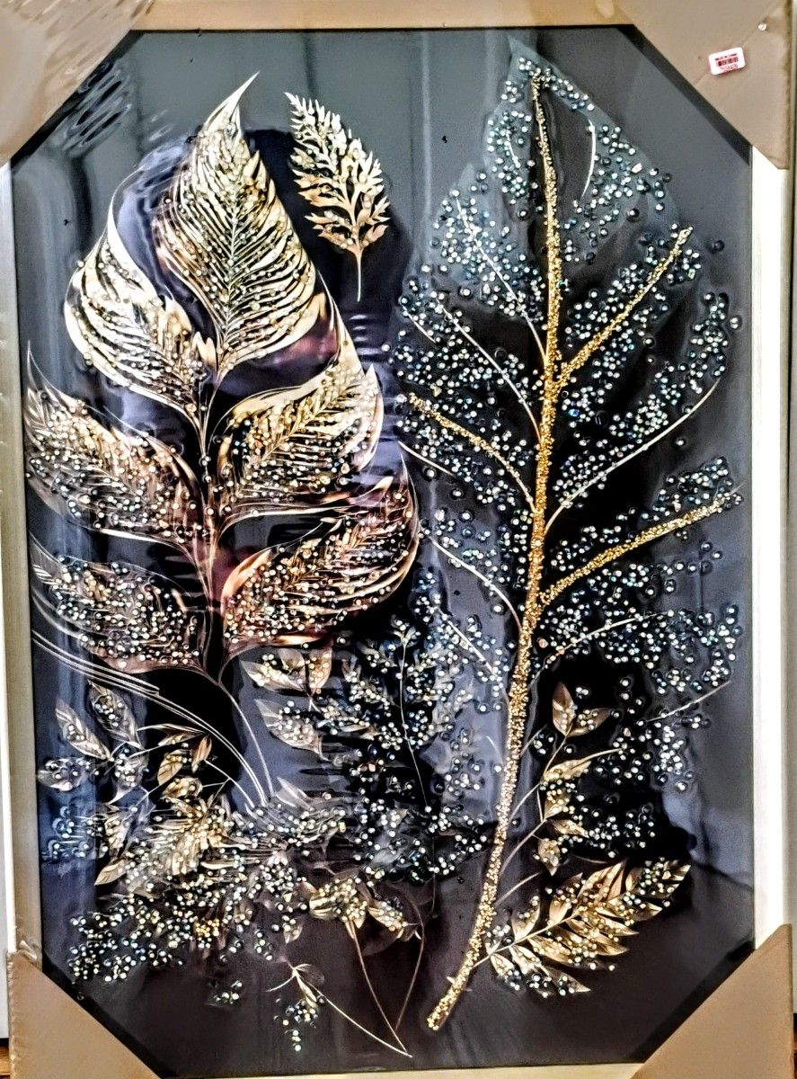 Brand New Jeweled  Leaf Print