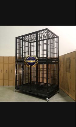 Double stacked dog pet cage kennel size 48” xl with grid and tray new in box