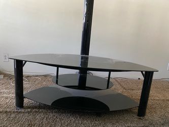 Sturdy glassed big screen television holder with 2 bottom layers