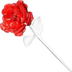 Waterford Crystal Gifts Fleurology 14.5" Sculpted Glass Rose - Red ((contact info removed)0)