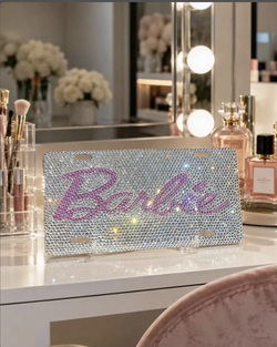 Handmade Pink Rhinestone Vanity Plate