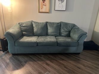 Teal Sofa and Loveseat