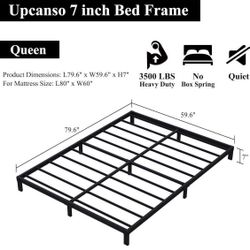 NEW Queen Size Metal Bed Frame Brand 7” Metal Solid Frame