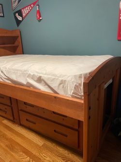 Wooden Twin Captains Bed