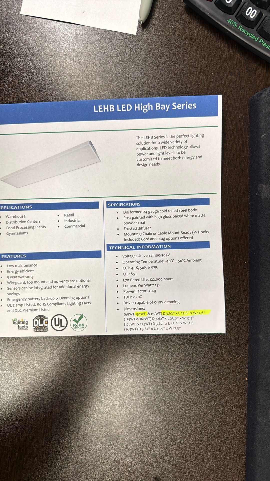 Lighting Fixture. LED High Bay