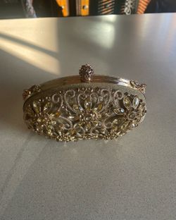 Sparkly Gold Crystal/Rhinestone Embellished Clutch Purse