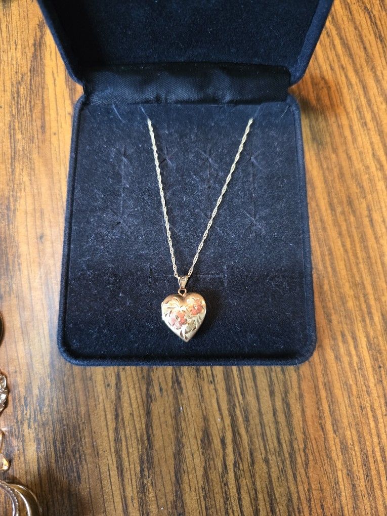 14kt Heart Locket Pendant/Necklace Set