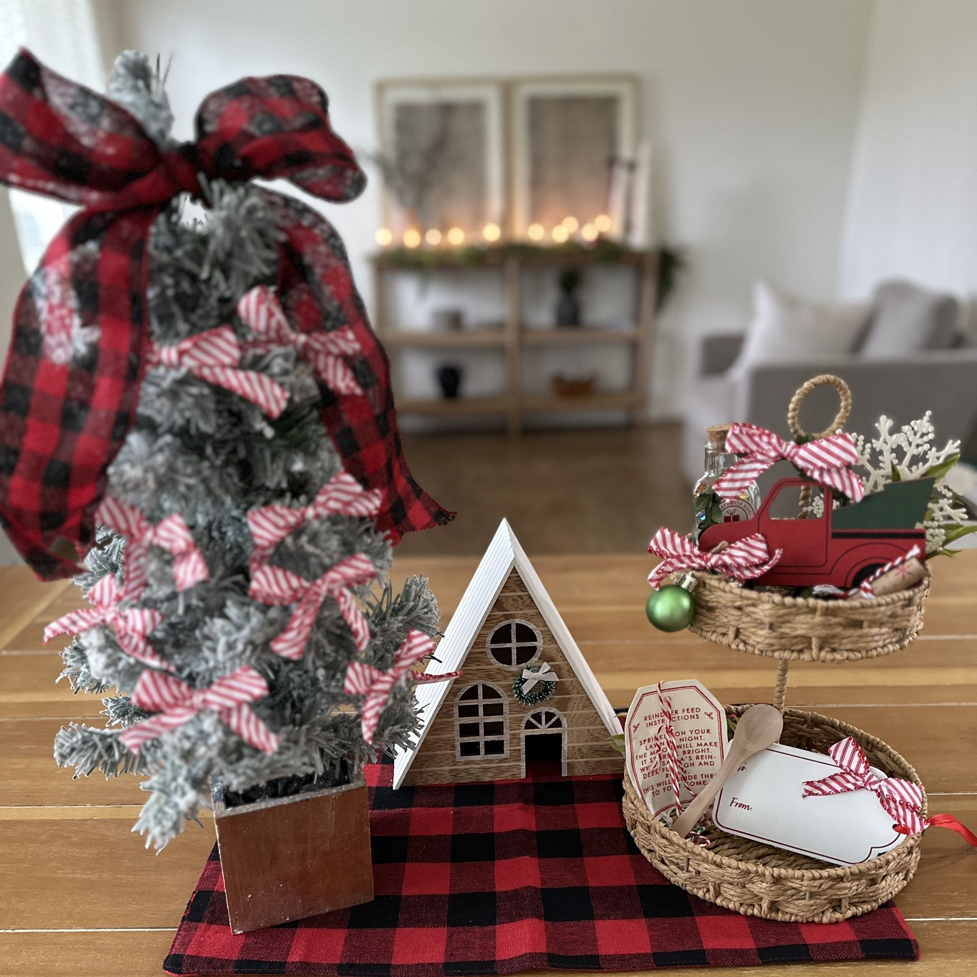 Christmas Bundle Everything For $30 Flocked Xmas Tree, Xmas House, Tiered Tray All Decor Bundle