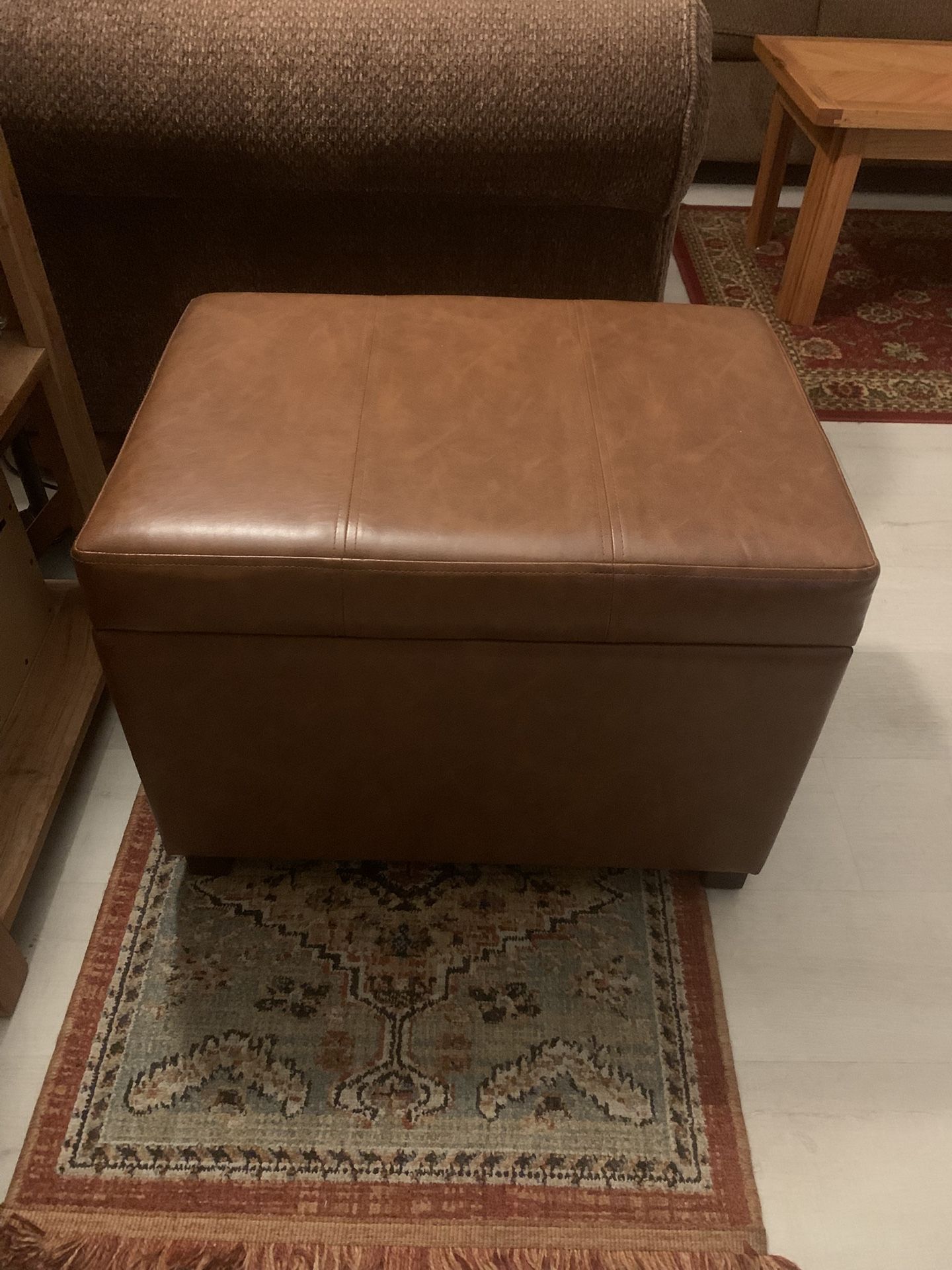 Leather Ottoman w/ Storage