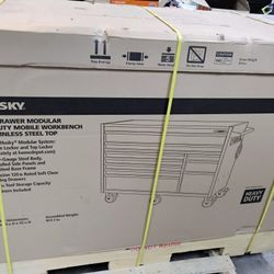 Brand New Husky 62 In Modular 10 Drawer With Work Bench ,Rolling Tool Cart 