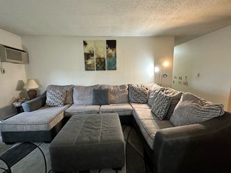 Large Ashley 3 - Piece Sectional Sofa with Ottoman