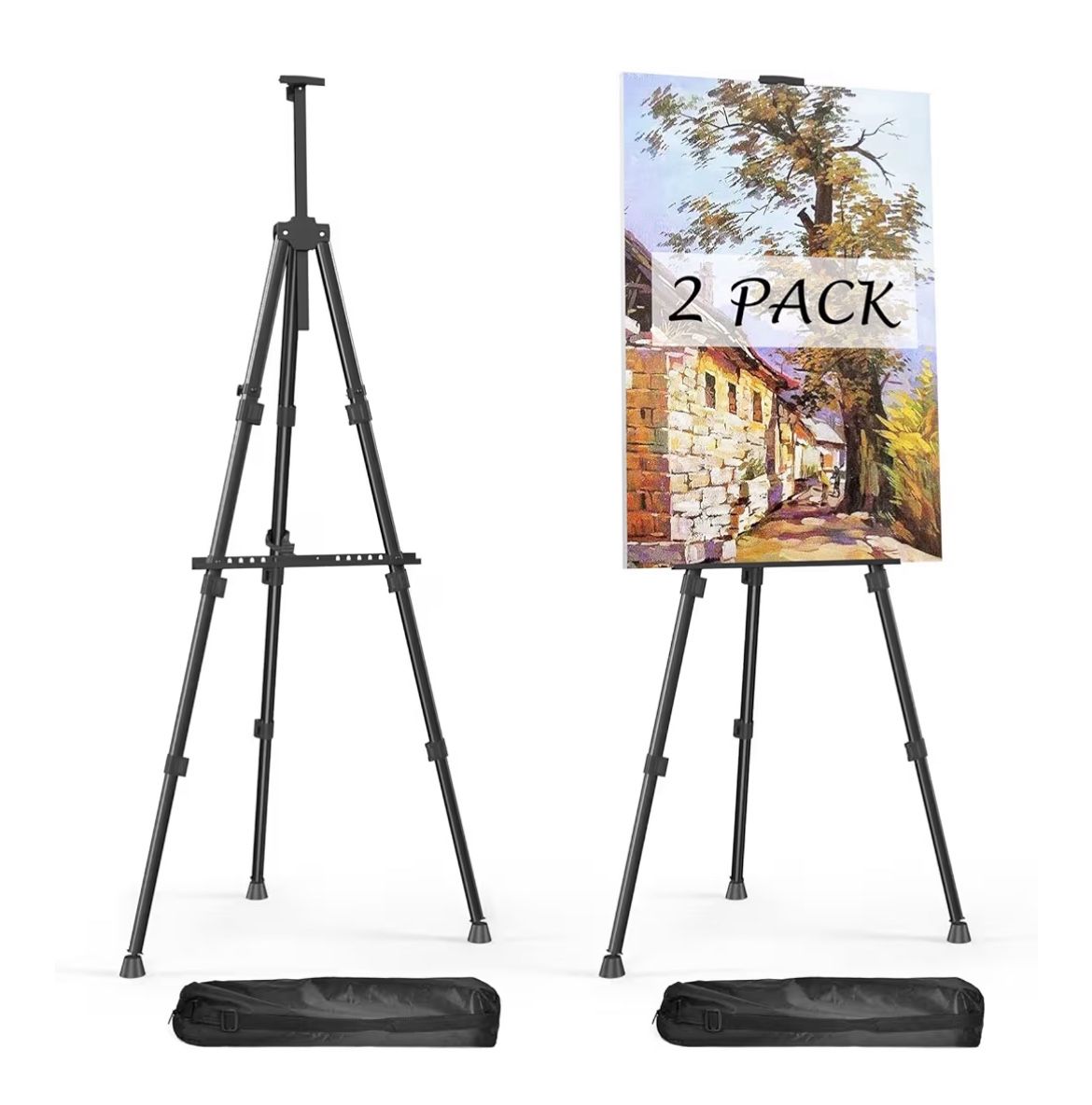Easels for Painting Canvas, Aredy 66" Art Easel for Drawing, Portable Painting Easel Stand, Metal Table Top Easel (2 Pack)