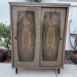 Mid Century Modern Original Table Storage Sliding Doors Console Tv Stand Storage MCM Vintage Retro Record Stand 