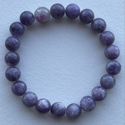 Genuine  Lepidolite (Unicorn Stone Bead Accent) Beaded Bracelet