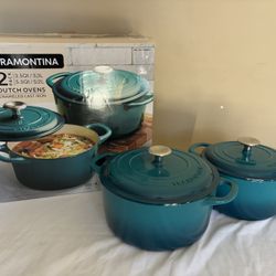 Tramontina 2 Pack Dutch Ovens Enameled Cast Iron 