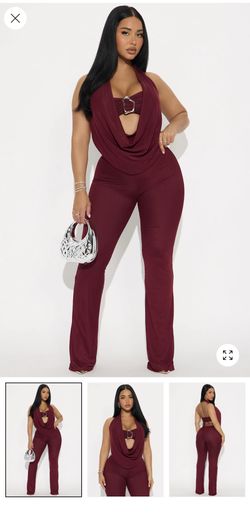 Three piece pants set - burgundy