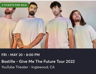 5/20 FRIDAY BASTILE Concert 3 Front Row Tickets