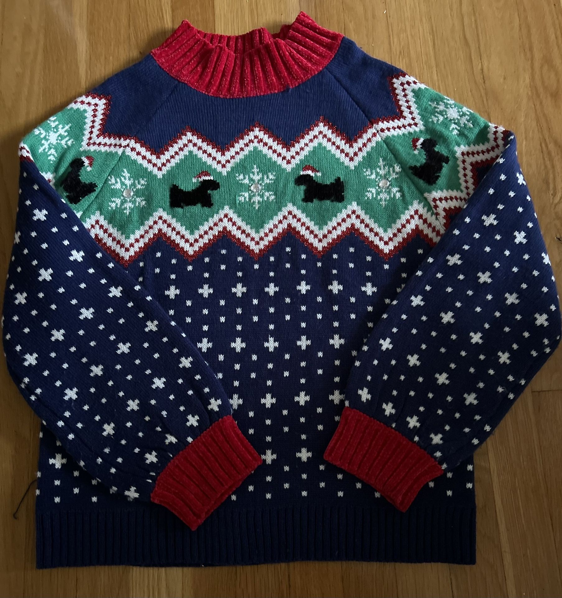 99 Jane Street Christmas Sweater Yorkshire Terrier Dog And Rhinestone Design Medium Size