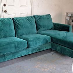 sofa estilo seccional verde esmeralda 