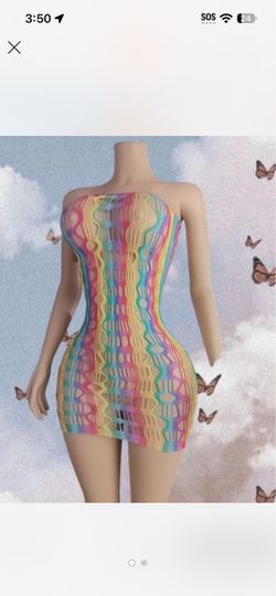 Rainbow Fishnet Mini Dress