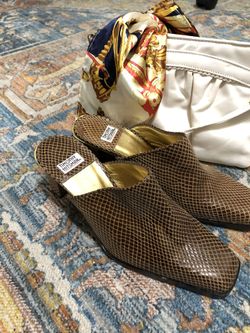 Snake skin wedge heels