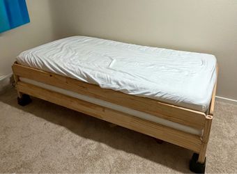 Stackable Twin Wood Bed Frame with Mattress