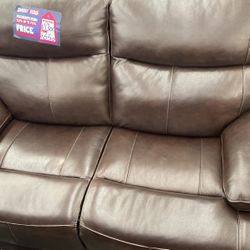 Dark Brown Leather Medium Couch 