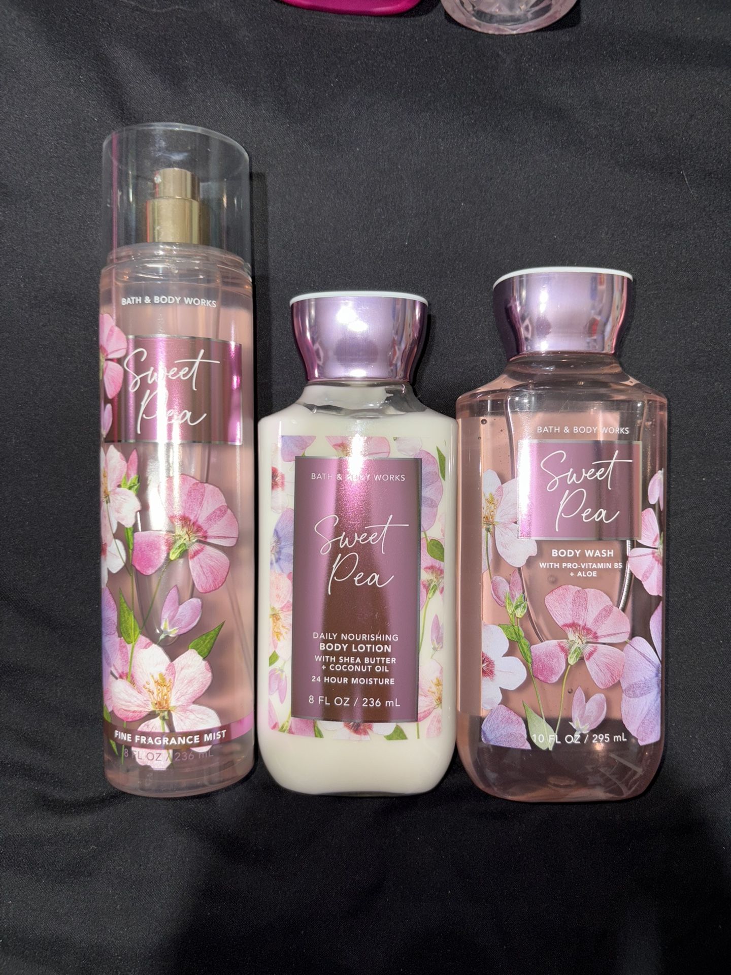 Bath & Body Works Sweet Pea 3-Piece Set (Mist, Lotion & Body Wash) – NEW