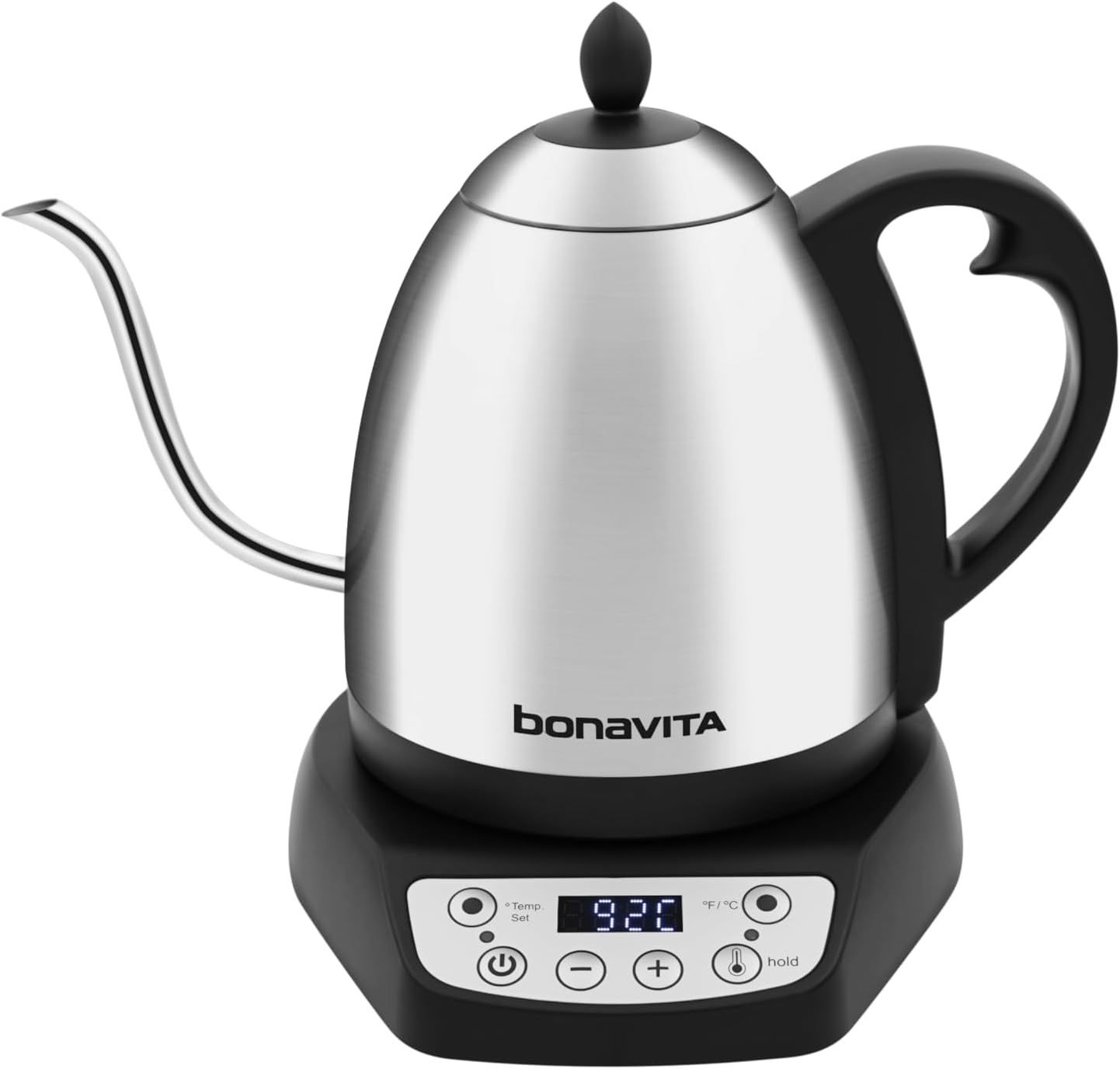 Bonavita 1L Digital Variable Temperature Gooseneck Electric Kettle for Coffee Brew and Tea Precise Pour Control, 6 Preset Temps, Café or Home Use, 120