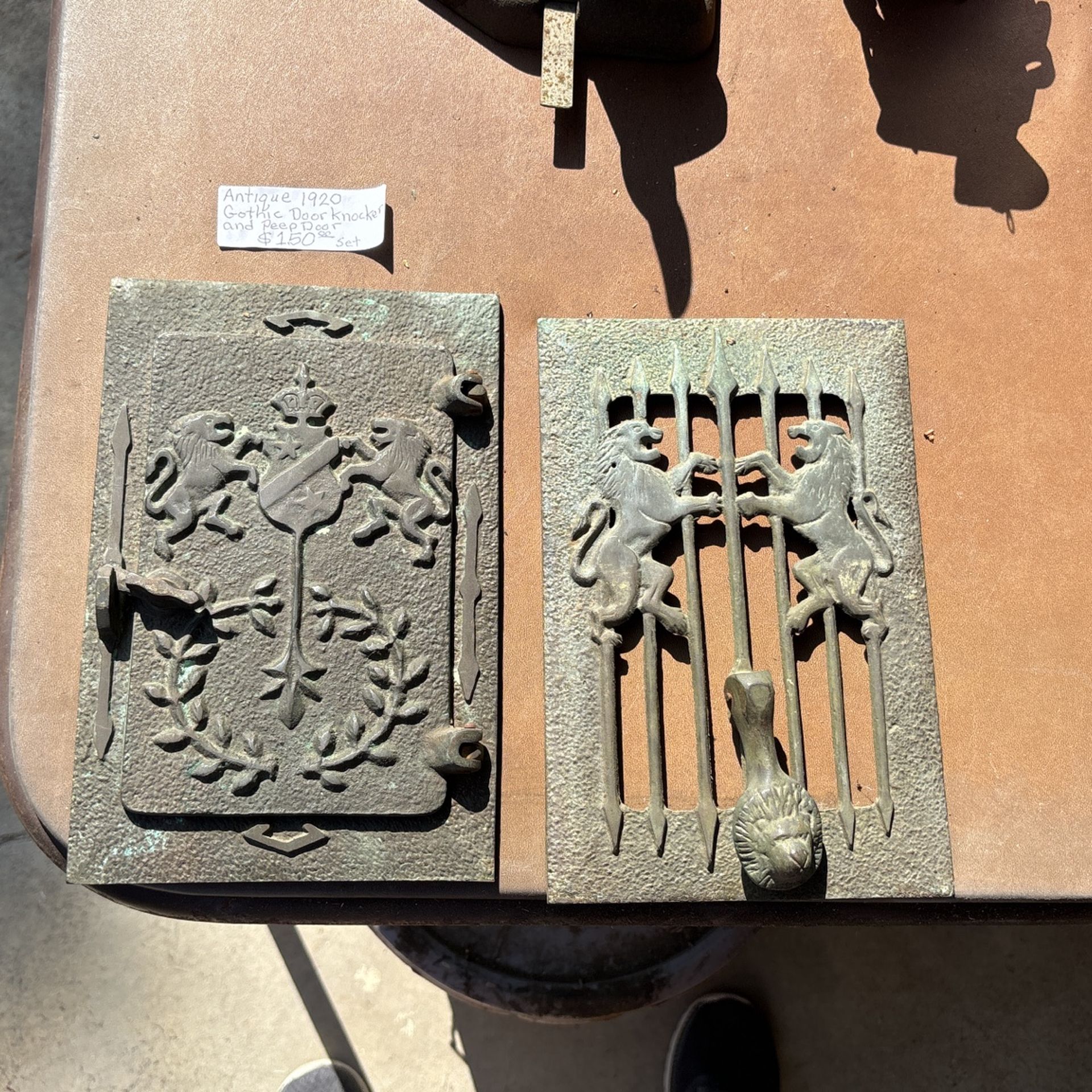Antique 1920 Gothic Door Knocker And Peepdoor