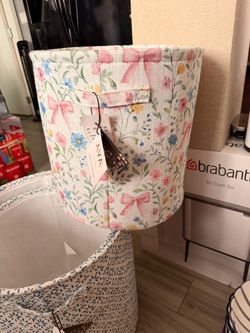 Floral and Bow Print Fabric Storage Bin