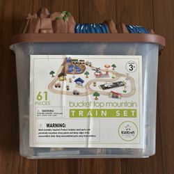 Wooden Train Set 61 pieces wood mountain top bucket