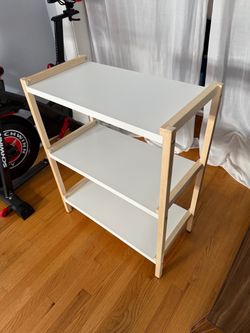 3-Tier Wood and Metal Shelf Unit White