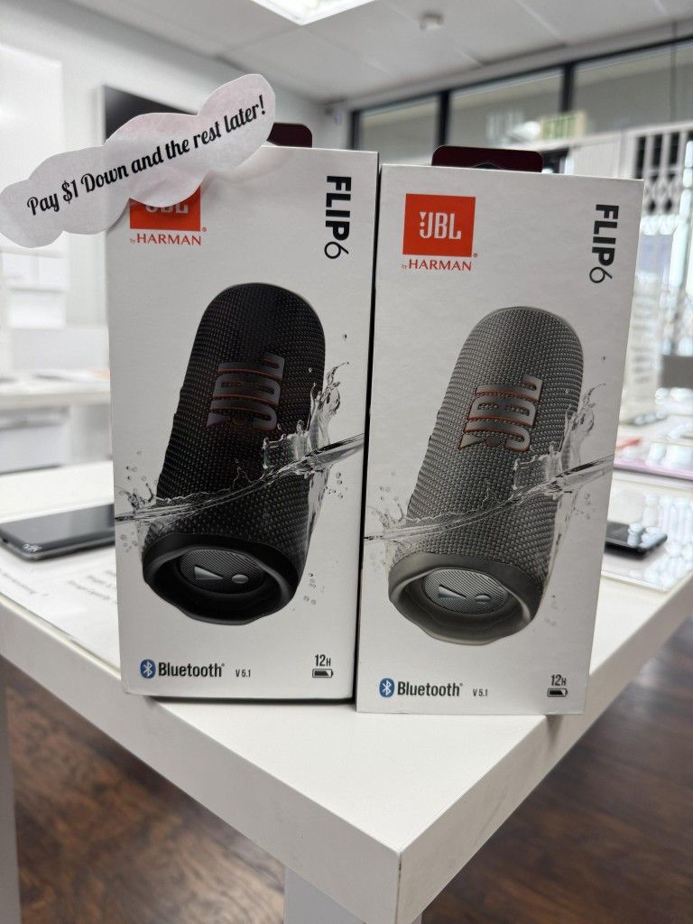JBL FLIP 6 PORTABLE WATERPROOF SPEAKER - Pay $1 To Take It Home Today and pay the rest later.