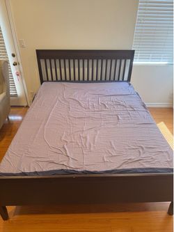IKEA IDANÄS Queen Bed Frame - Dark Brown, Includes LURÖY Slats