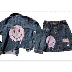 Girls Size 10 Outfit Jean Jacket And Jean Skirt
