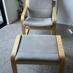 IKEA Poang Chair and Ottoman