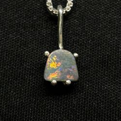 Coral Lightning Ridge Opal .925 Sterling Silver Necklace Custom Handmade