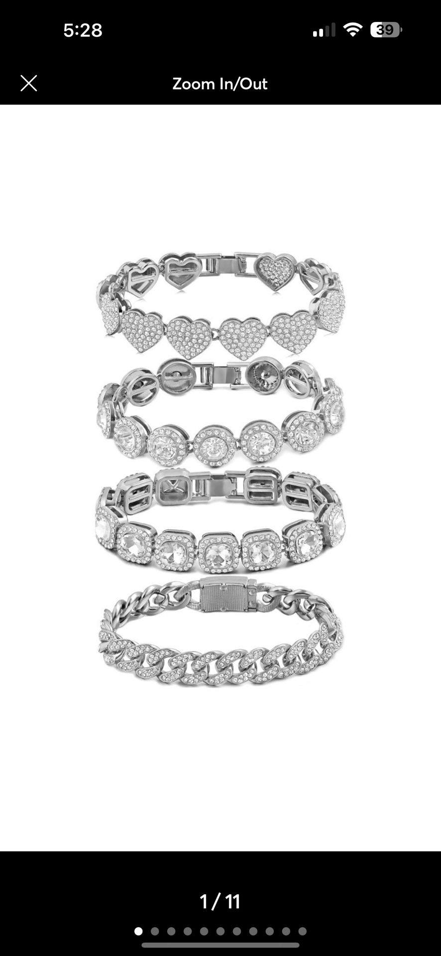 4PCS Silver Bracelets for Women Girls Silver Clustered Tennis Bracelet