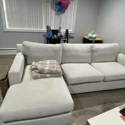 Retail For Over 2k Crate & Barrel White Sectional Sofa (Modern, Comfortable)