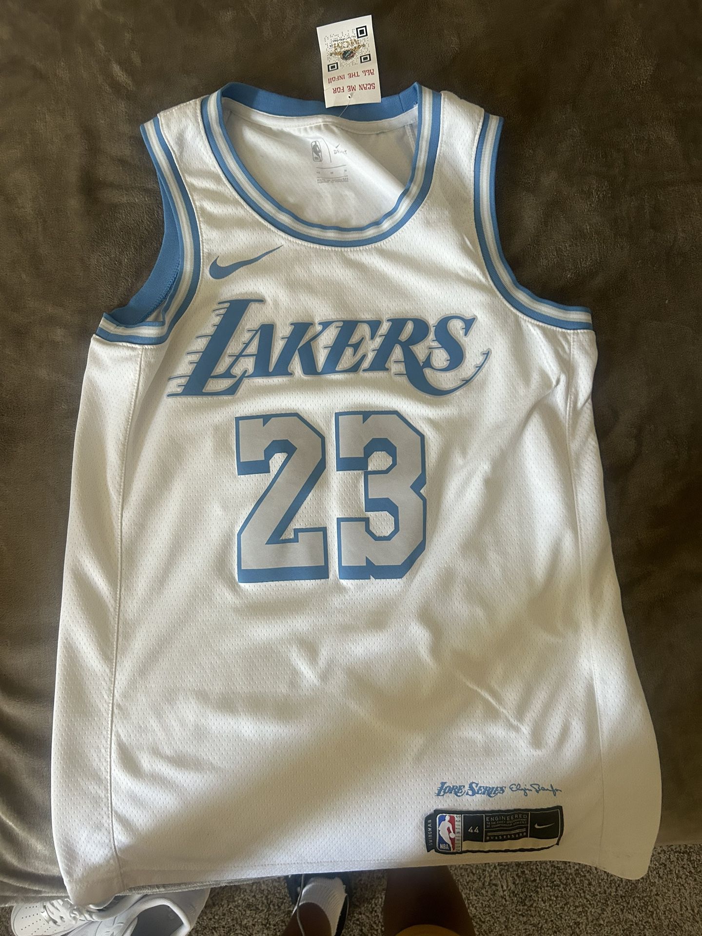 New Men’s Nike NBA Los hAngeles LA Lakers LeBron James White/Blue Dri-Fit Swingman MVP Jersey