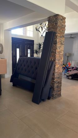 Cal King upholstered Bed Frame And Boxsprings 