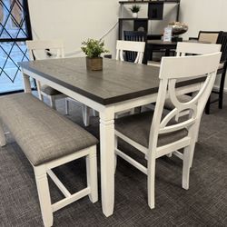 6pc Dining Table + Bench Set - Free Delivery 