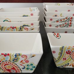 Set of Confetti Ceramic Square Bowls