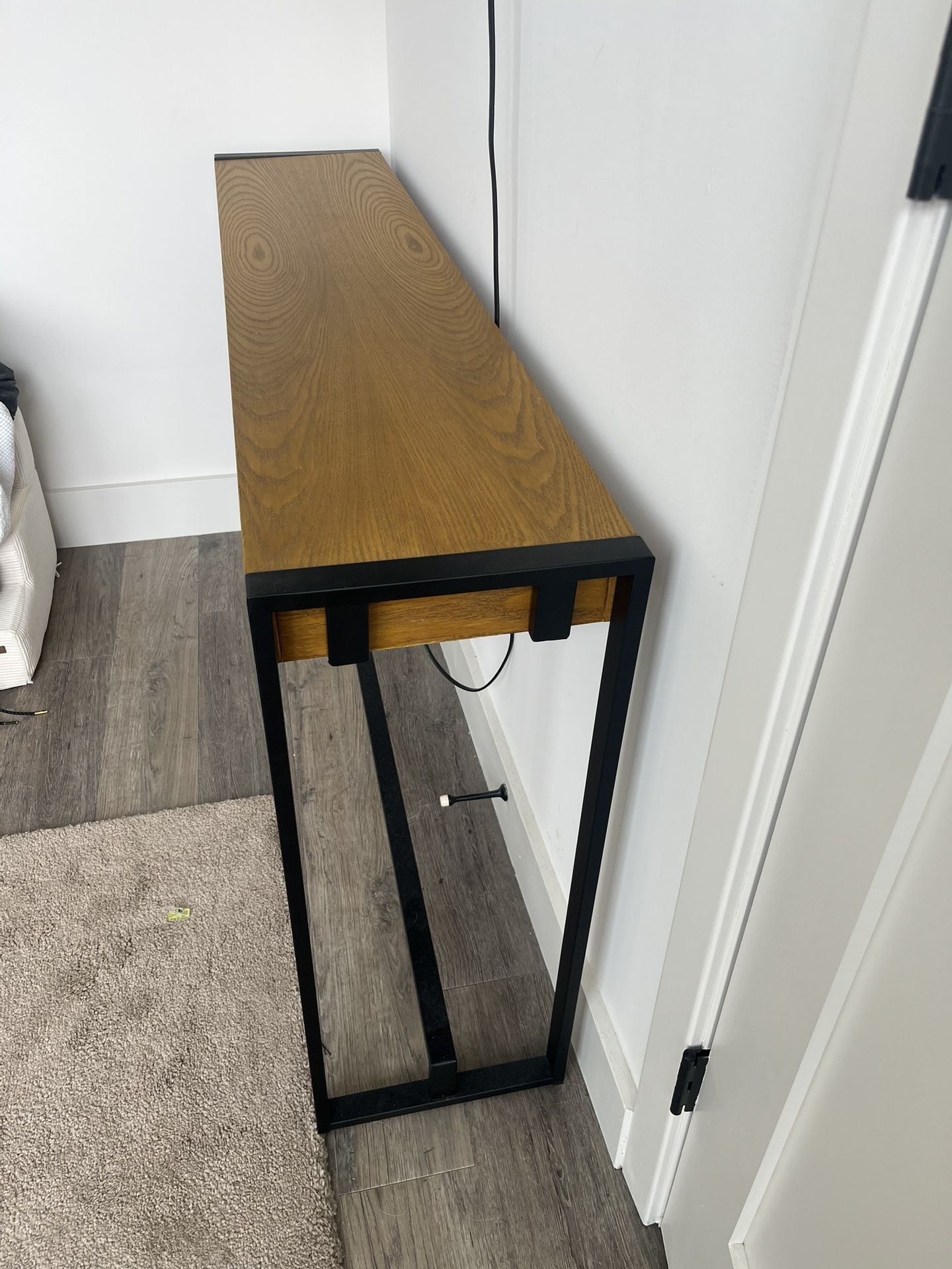 Modern Wood & Metal Console Table - Minimalist Entryway Table