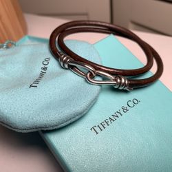 Tiffany Bracelet Leather & 925 Silver Authentic Big Size KENDALL AREA PICK UP 