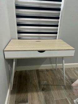 Modern Computer Desk with Cable Management & Divided Storage Drawer