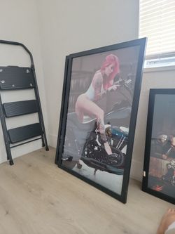 Big New Pink Bike by Daveed Benito poster framed tattoo shop decor rock alternative woman sexy thong goth gothic loving room motorcycle hot